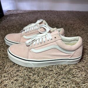 Vans Old Skool Women’s Size 9 Pink Canvas Suede Shoes Sneakers 500714 Low Top